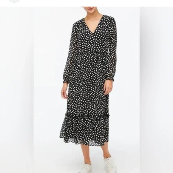 J Crew Tiered MIDI Maxi Dress Plus Size Cottagecore Prairie Black size 2X - Picture 5 of 6